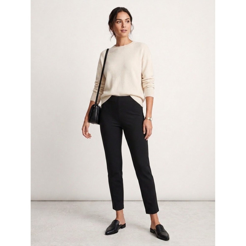 Rag & Bone Simone Black High Rise Slim Ankle Pant Snap Hem Size 8